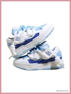 Women's Y2K Chunky Sneakers Thick Sole Flat Platform Kawaii Walking Shoes